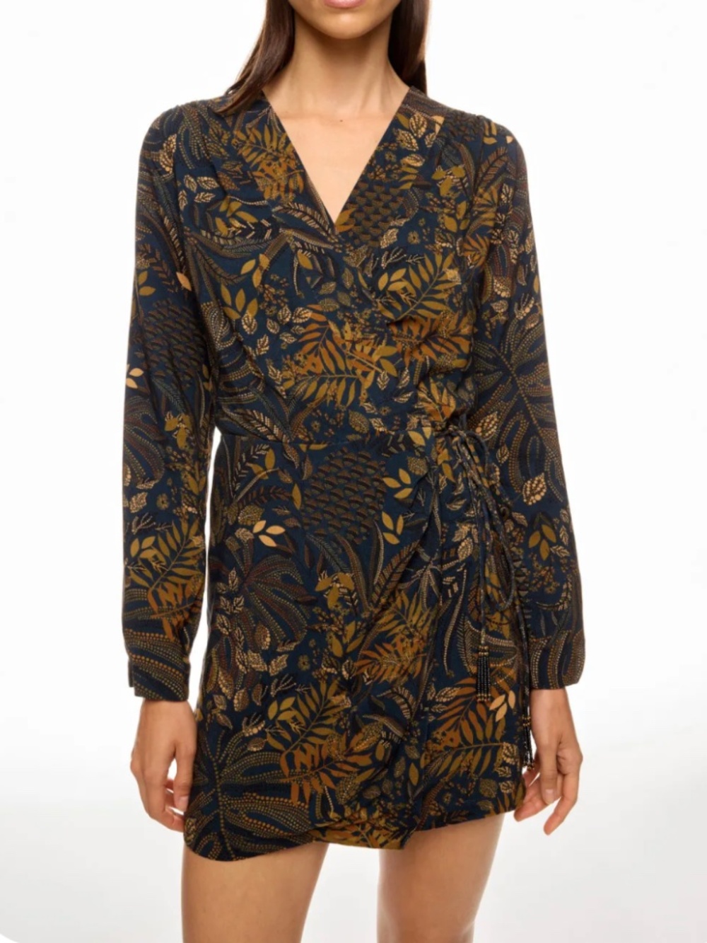 FARM Rio Dotted Forest Teal Mini Wrap Dress XS